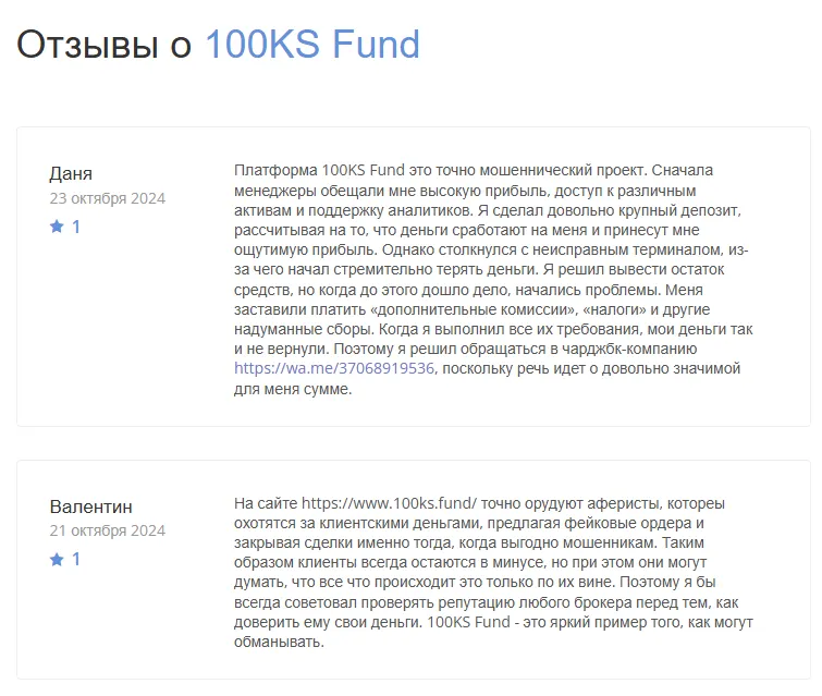 100ks Fund — отзывы и рейтинг