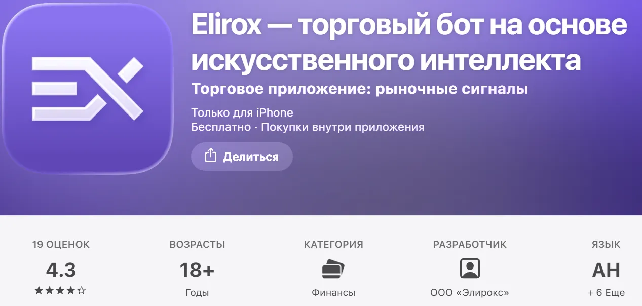 Elirox AI торговый робот Elirox AI торговый робот