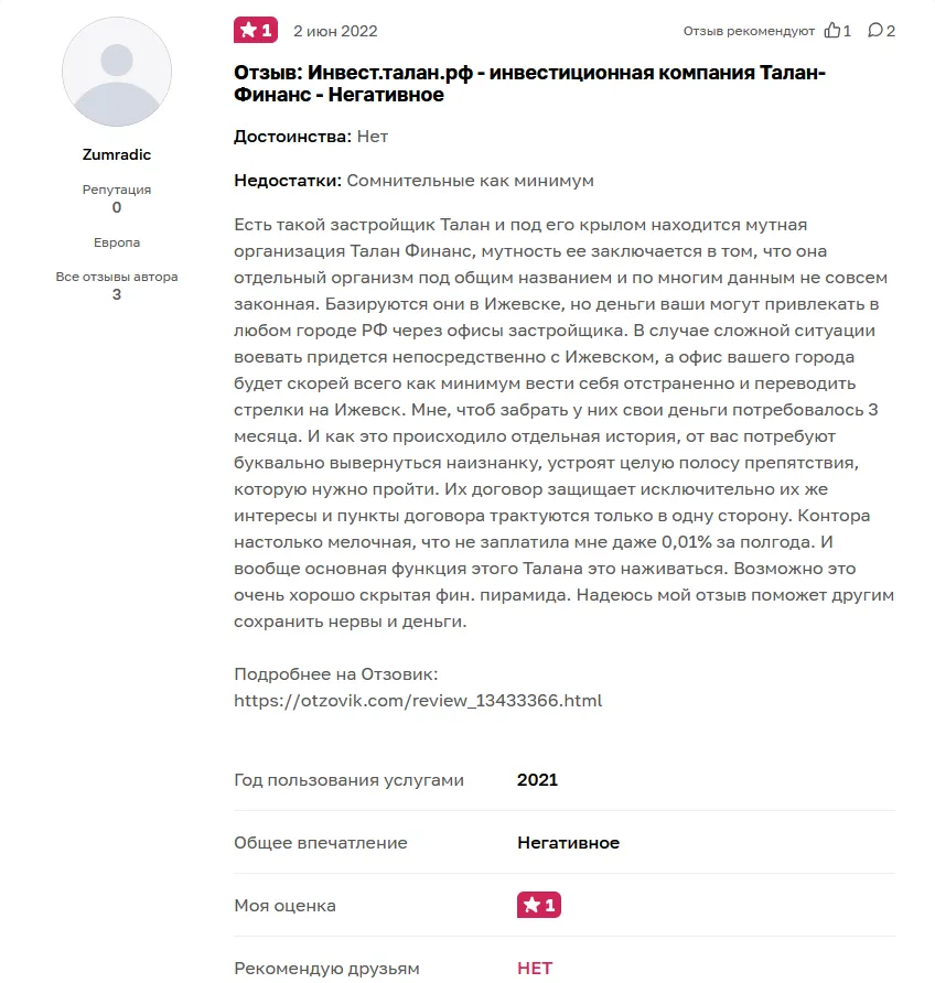 талан инвестиции