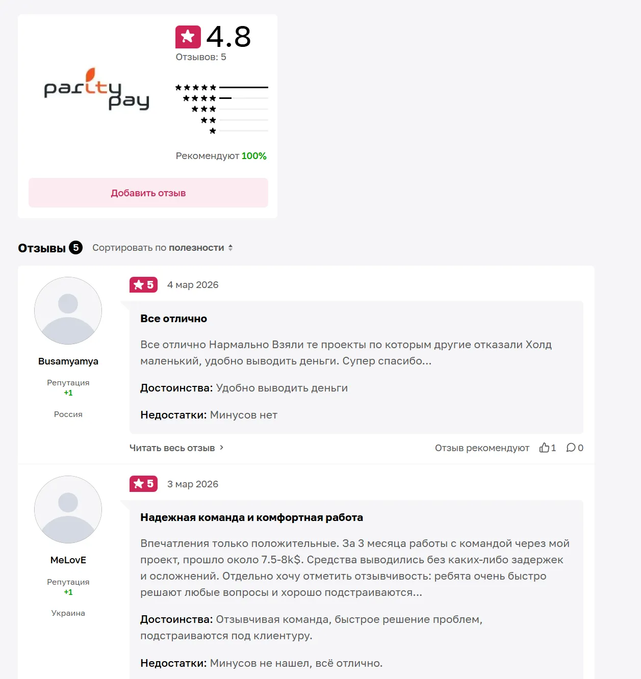 ParityPay отзывы ParityPay отзывы