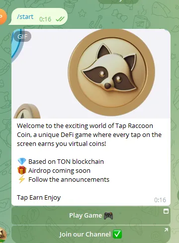 tap raccoon coin