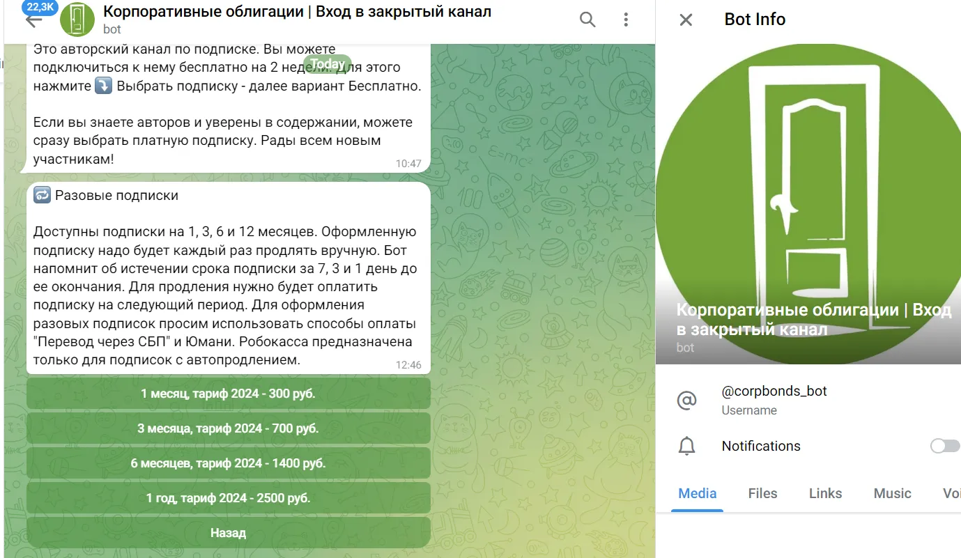 corp bonds телеграмм